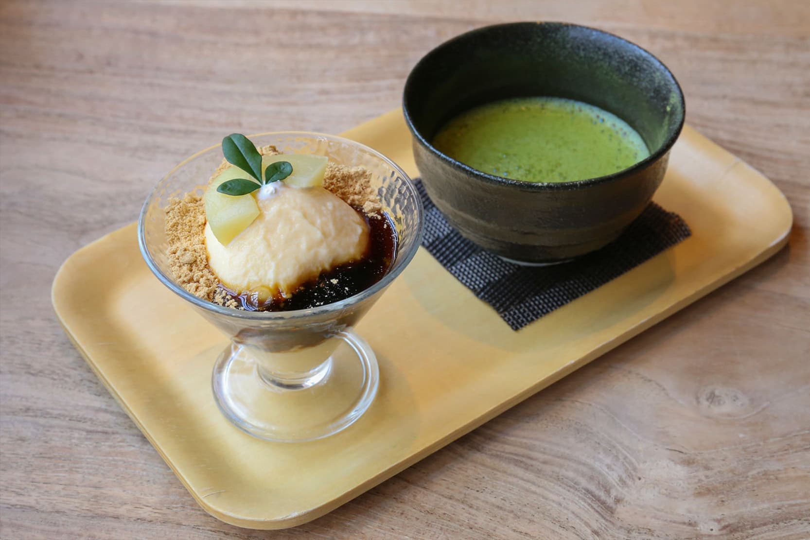 老舗和菓子屋が手がける、「くず餅プリン」が目玉の和カフェ